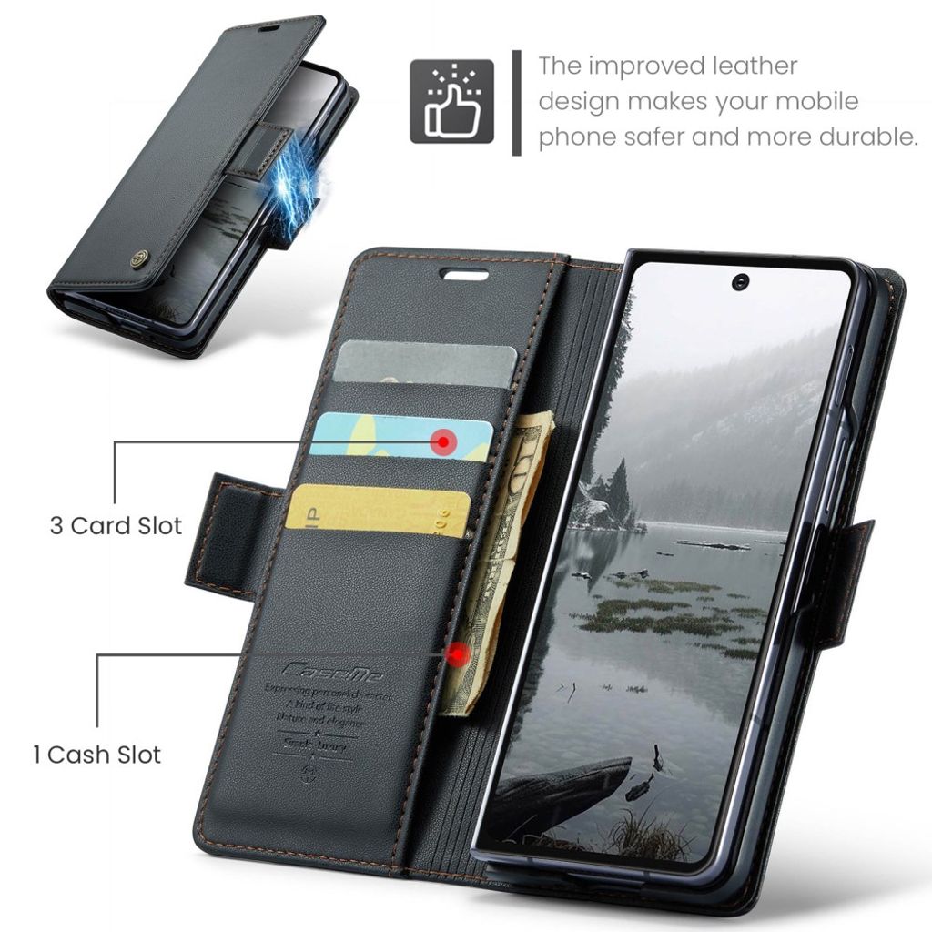 CaseMe Samsung Galaxy Z Fold 7 Kotelo 023 Series Musta