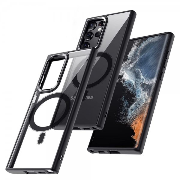 Samsung Galaxy S23 Ultra Kuori Värjätty Reuna MagSafe Musta