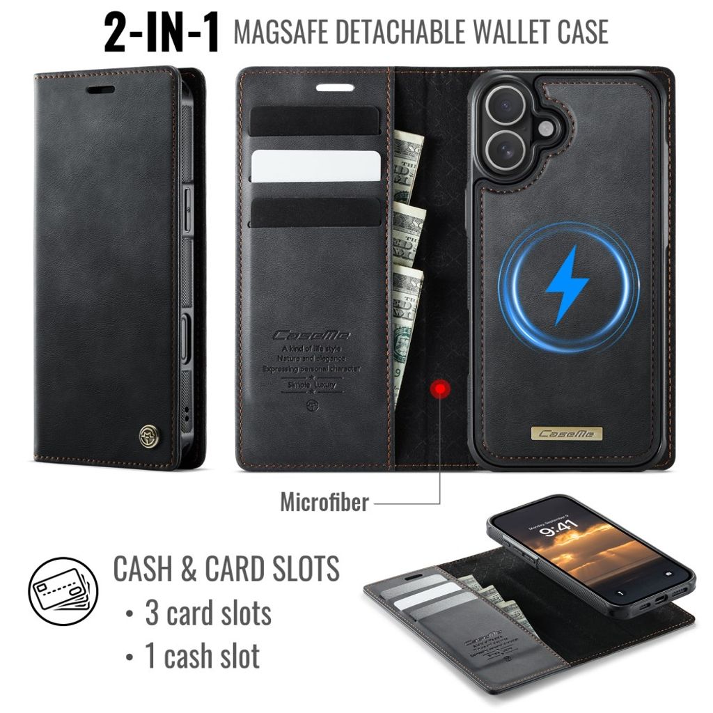 CaseMe iPhone 17 Kotelo C49 Series Musta