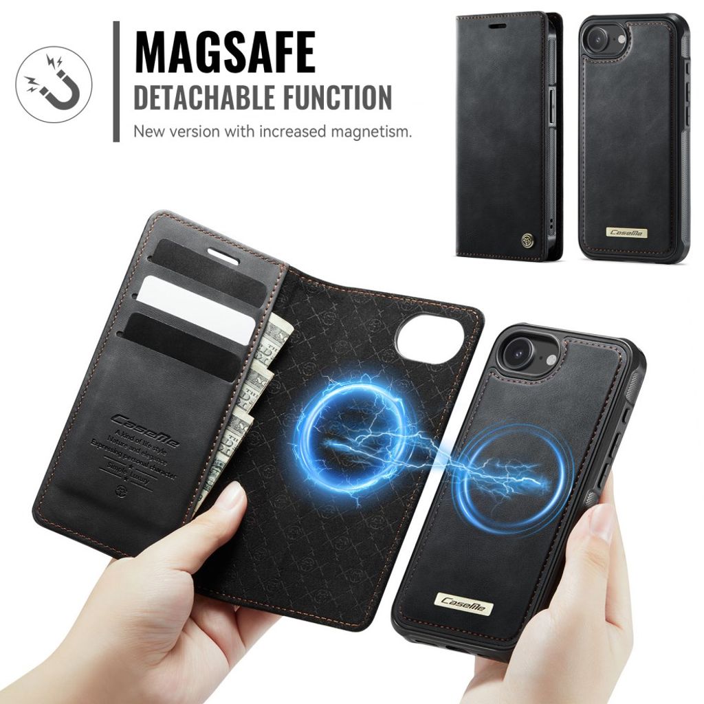 CaseMe iPhone 16e/iPhone 17e Kotelo C49 Series Musta