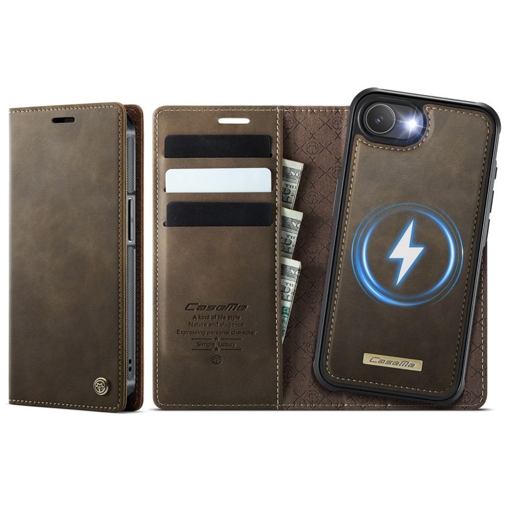 CaseMe iPhone 16e/iPhone 17e Kotelo C49 Series Ruskea
