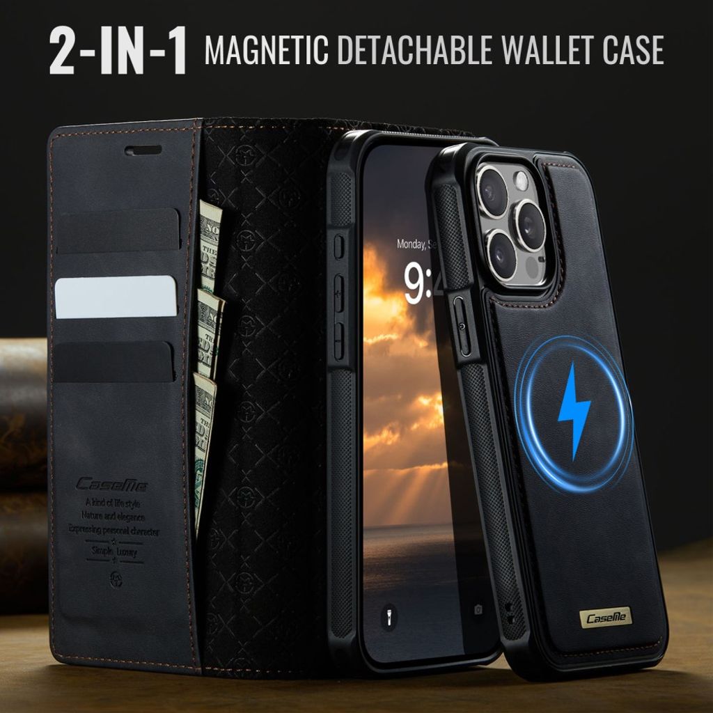 CaseMe iPhone 13 Pro Kotelo C49 Series Musta