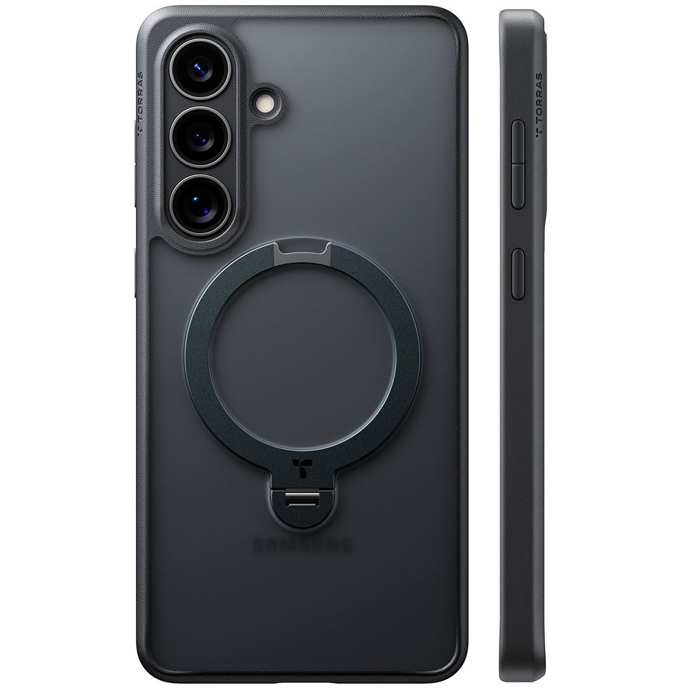 Torras Samsung Galaxy S26 Plus Kuori Ostand Q3 Spin Obsidianmusta