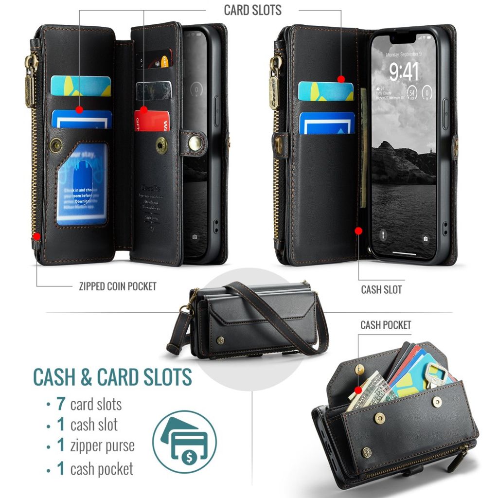 CaseMe iPhone 16e/iPhone 17e Kotelo C36 Series Musta