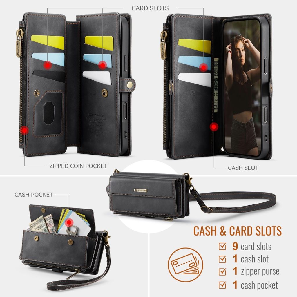 CaseMe iPhone 17 Pro Max/iPhone 18 Pro Max Kotelo C39 Series Musta