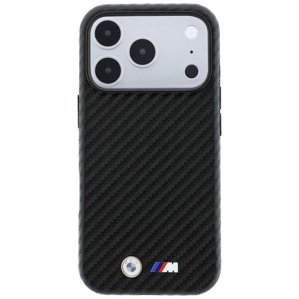 BMW iPhone 18 Pro Kuori M Carbon Metal Logo Musta