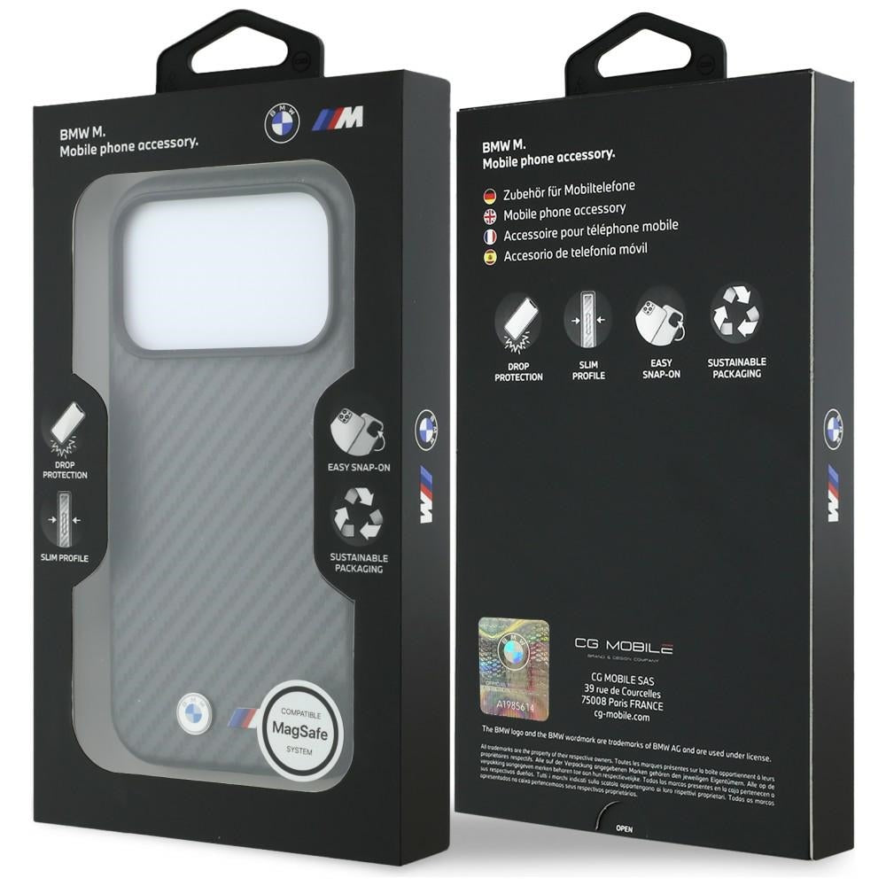 BMW iPhone 18 Pro Max Kuori M Carbon Metal Logo Harmaa