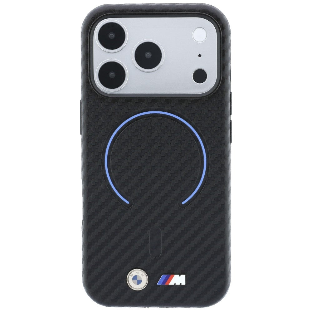 BMW iPhone 17 Pro/iPhone 18 Pro Kuori M Carbon Printed Ring Musta
