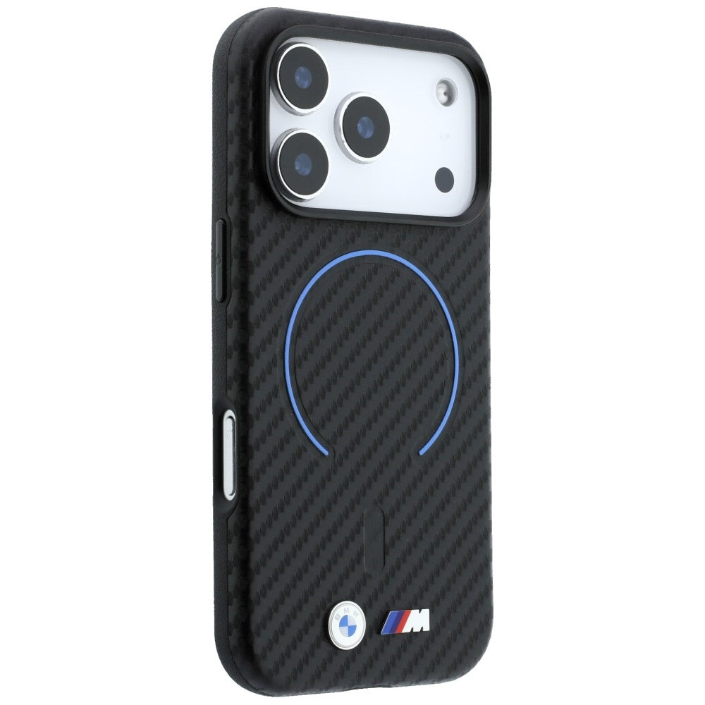 BMW iPhone 17 Pro/iPhone 18 Pro Kuori M Carbon Printed Ring Musta