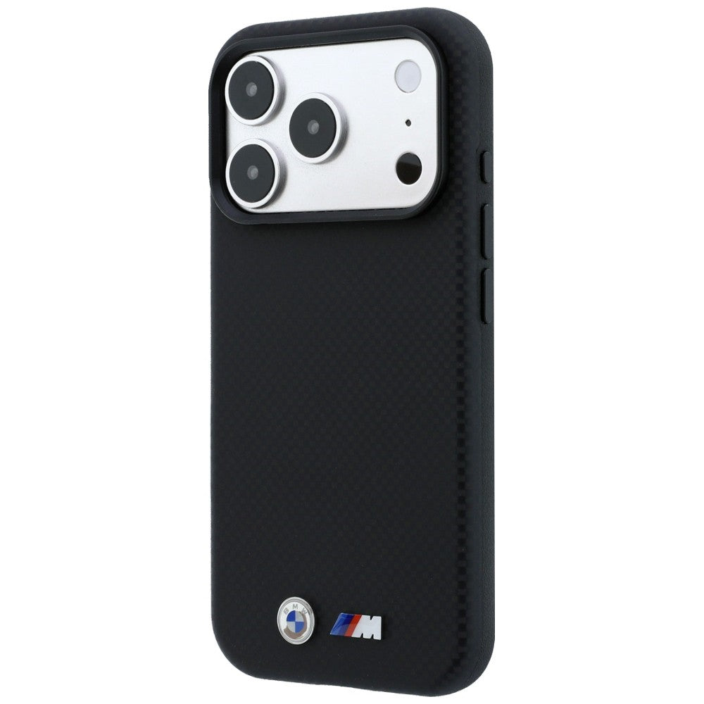 BMW iPhone 17 Pro Max/iPhone 18 Pro Max Kuori M Quadrille Kevlar Metal Logo Musta