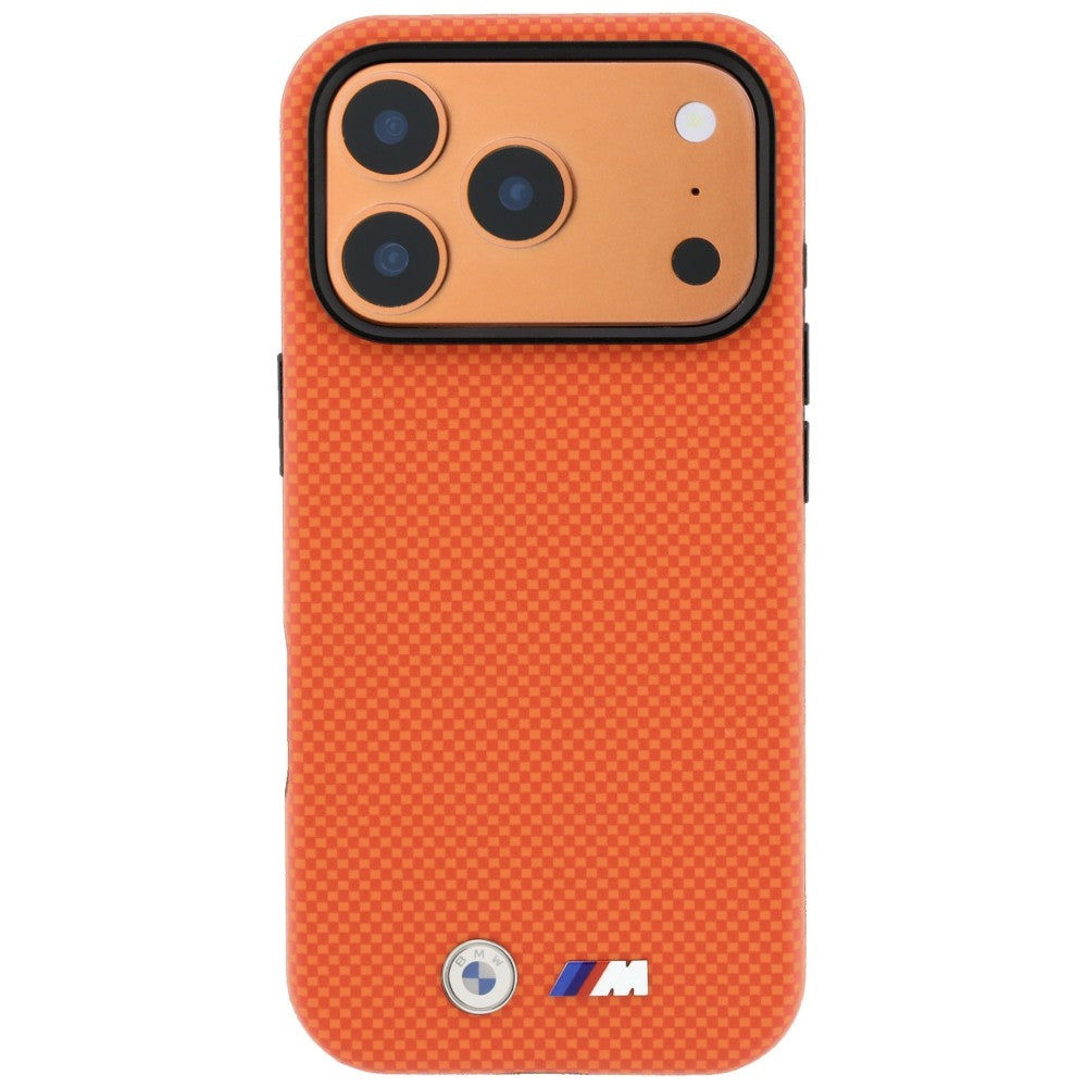 BMW iPhone 17 Pro/iPhone 18 Pro Kuori M Quadrille Kevlar Metallilogo Oranssi