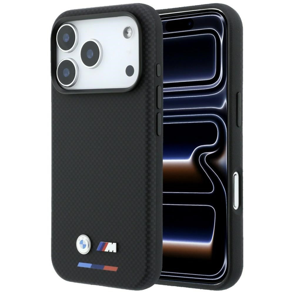 BMW iPhone 17 Pro Max/iPhone 18 Pro Max Kuori M Quadrille Kevlar Tricolor & Metal Logo Musta