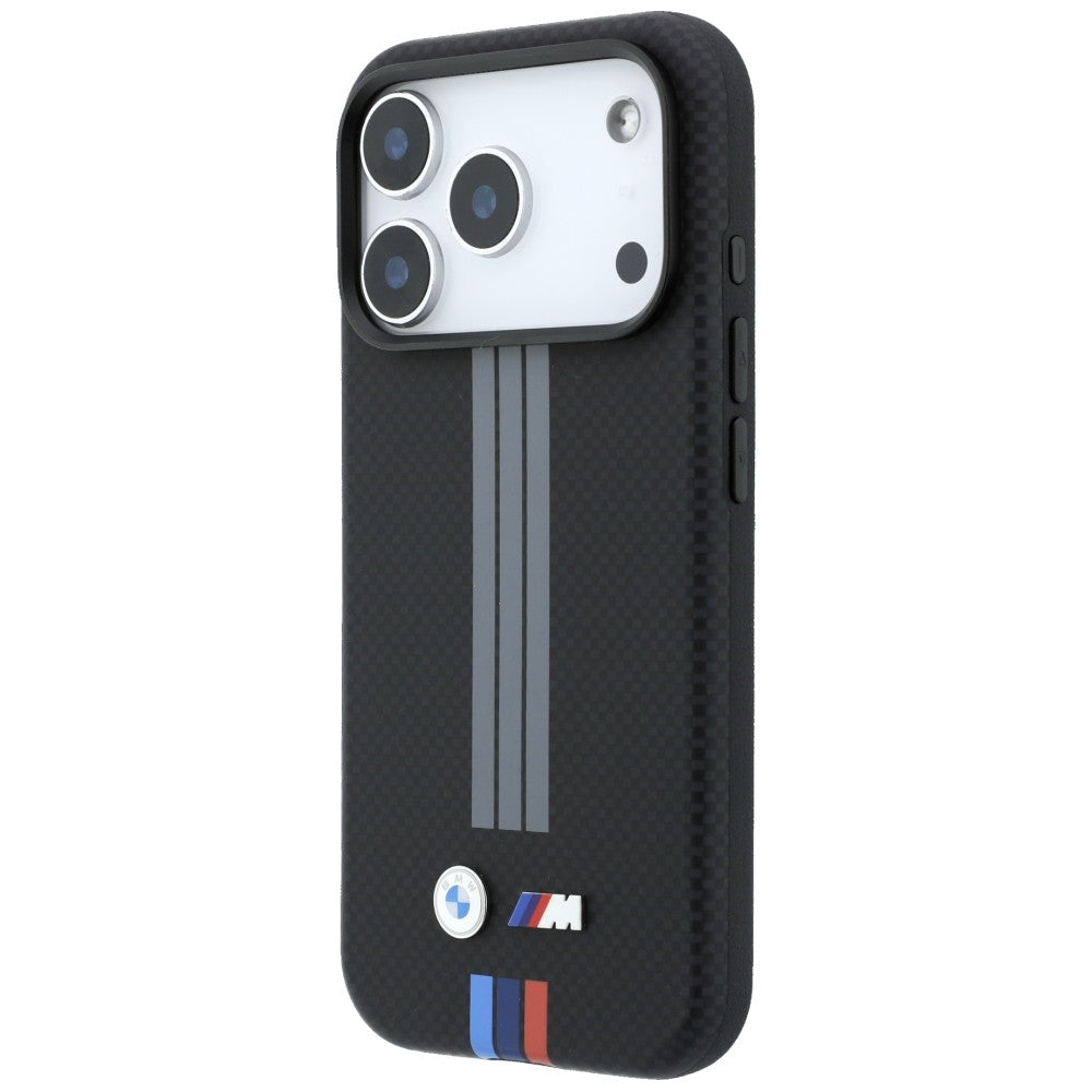 BMW iPhone 17 Pro/iPhone 18 Pro Kuori M Quadrille Kevlar Kolmiväriset raidat Musta