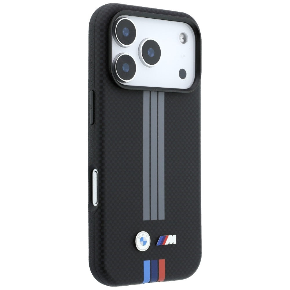 BMW iPhone 17 Pro/iPhone 18 Pro Kuori M Quadrille Kevlar Kolmiväriset raidat Musta