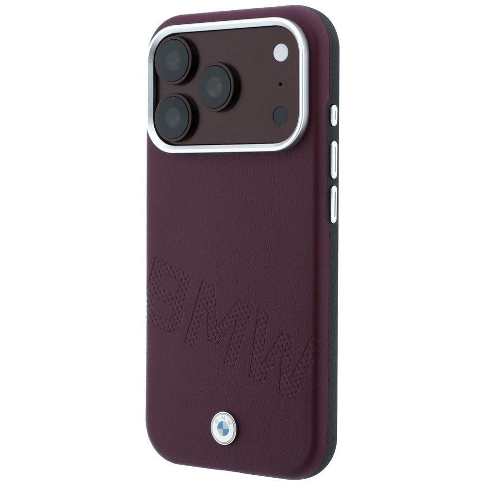 BMW iPhone 17 Pro/iPhone 18 Pro Kuori viistolla upotetulla burgundinpunaisella kuvioinnilla