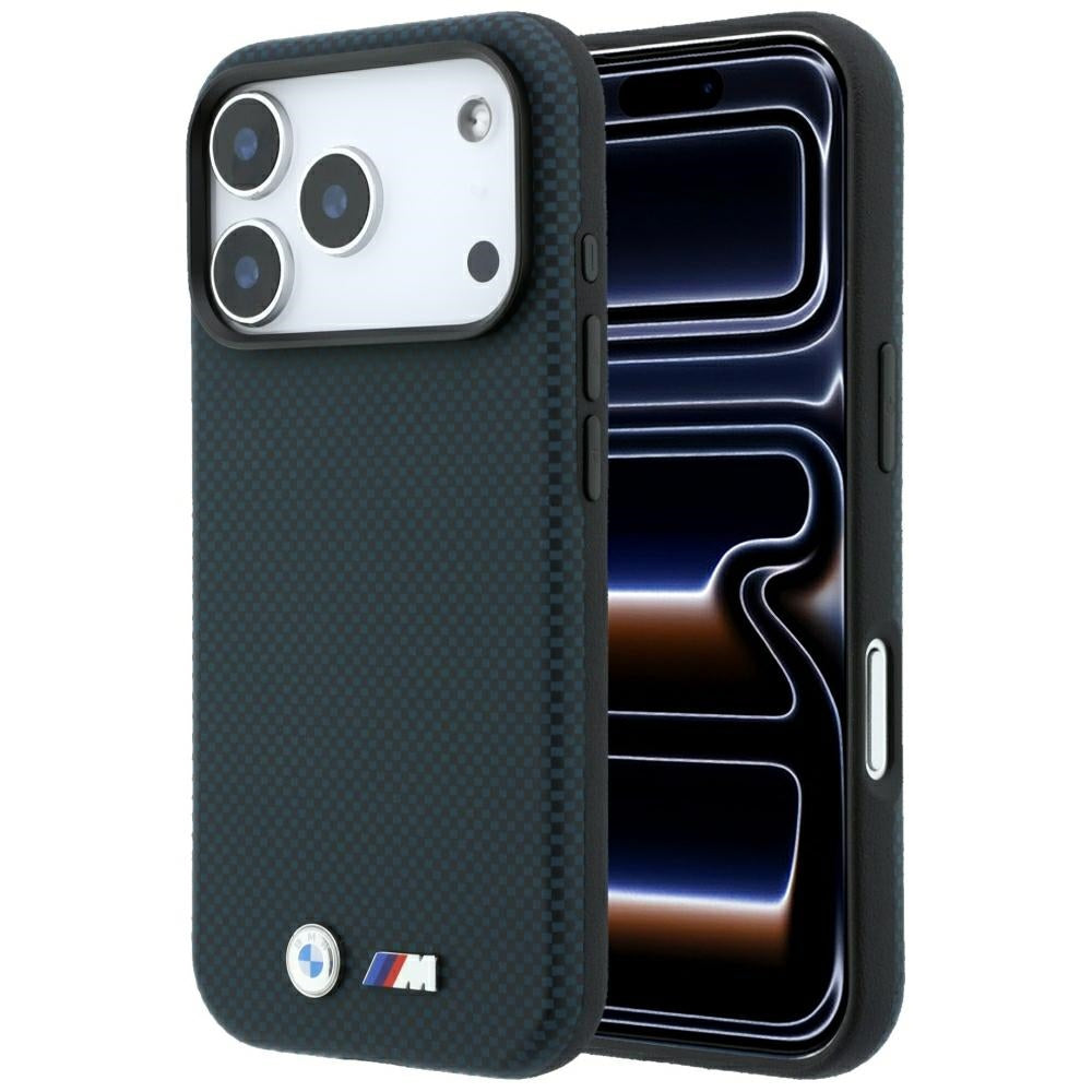 BMW iPhone 17 Pro/iPhone 18 Pro Kuori M Quadrille Kevlar Metallilogo Laivastonsininen