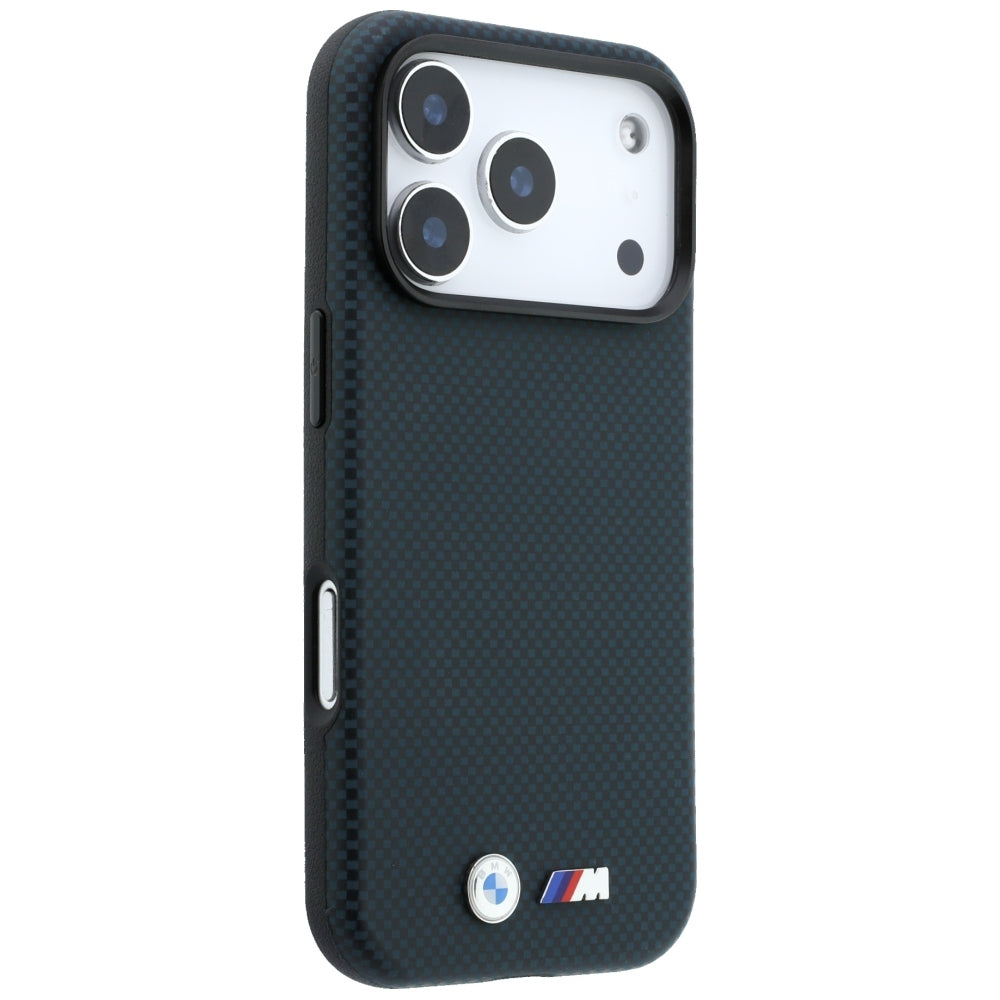 BMW iPhone 17 Pro/iPhone 18 Pro Kuori M Quadrille Kevlar Metallilogo Laivastonsininen