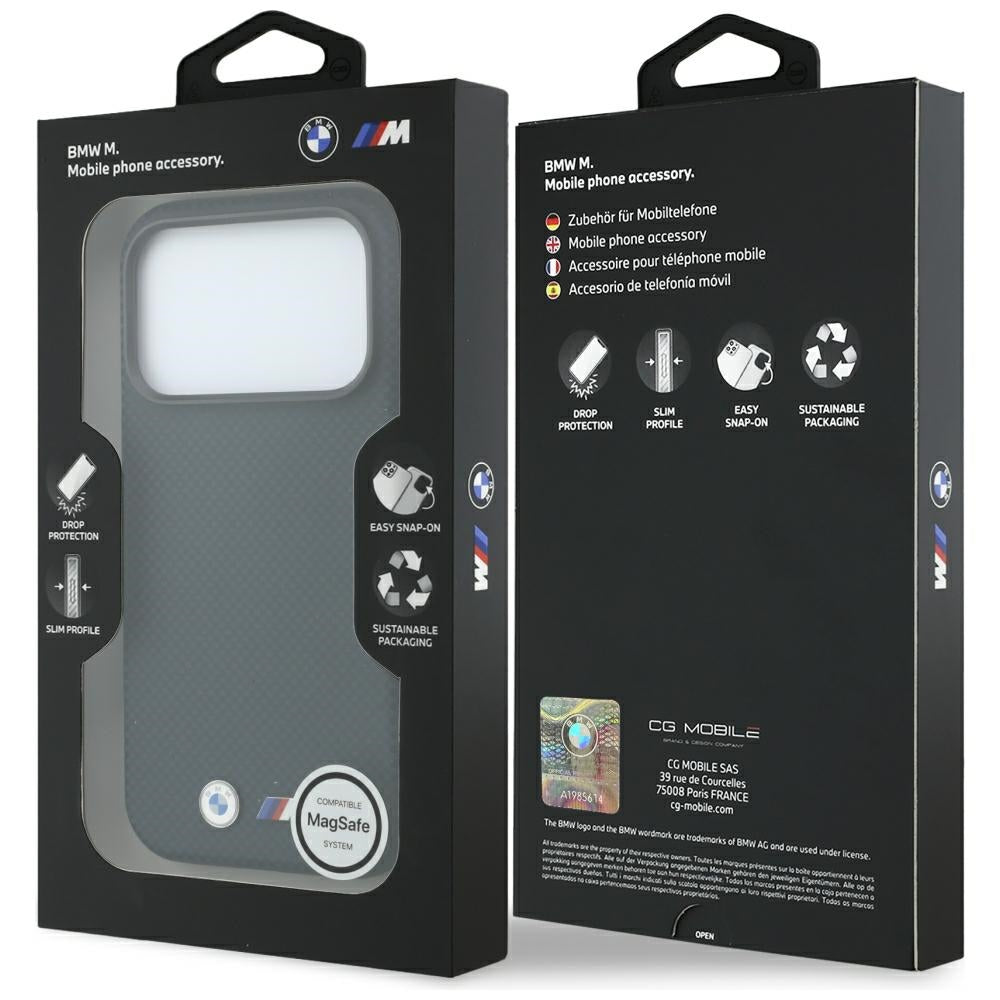 BMW iPhone 17 Pro/iPhone 18 Pro Kuori M Quadrille Kevlar Metallilogo Laivastonsininen