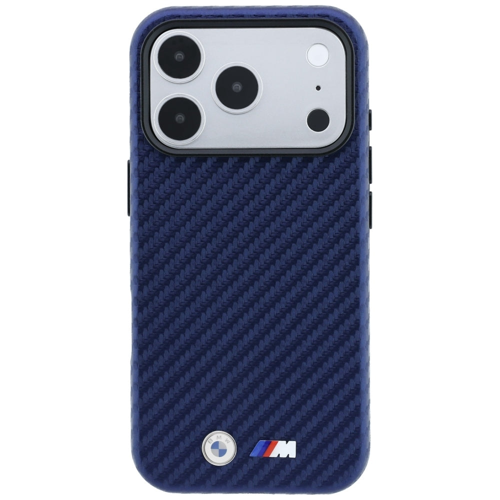 BMW iPhone 17 Pro/iPhone 18 Pro Kuori M Carbon Metal Logo laivastonsininen