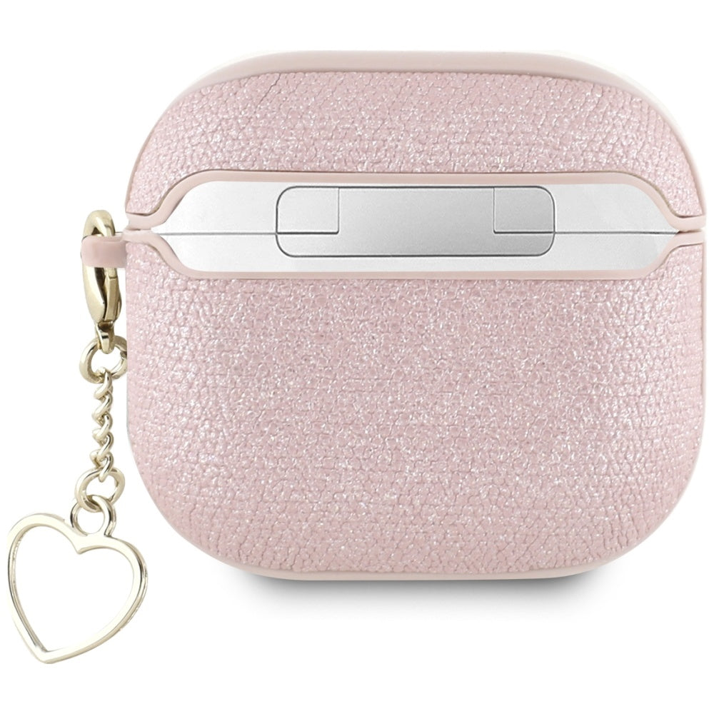 Guess AirPods 4 Kuori Metallic Script Charm Vaaleanpunainen