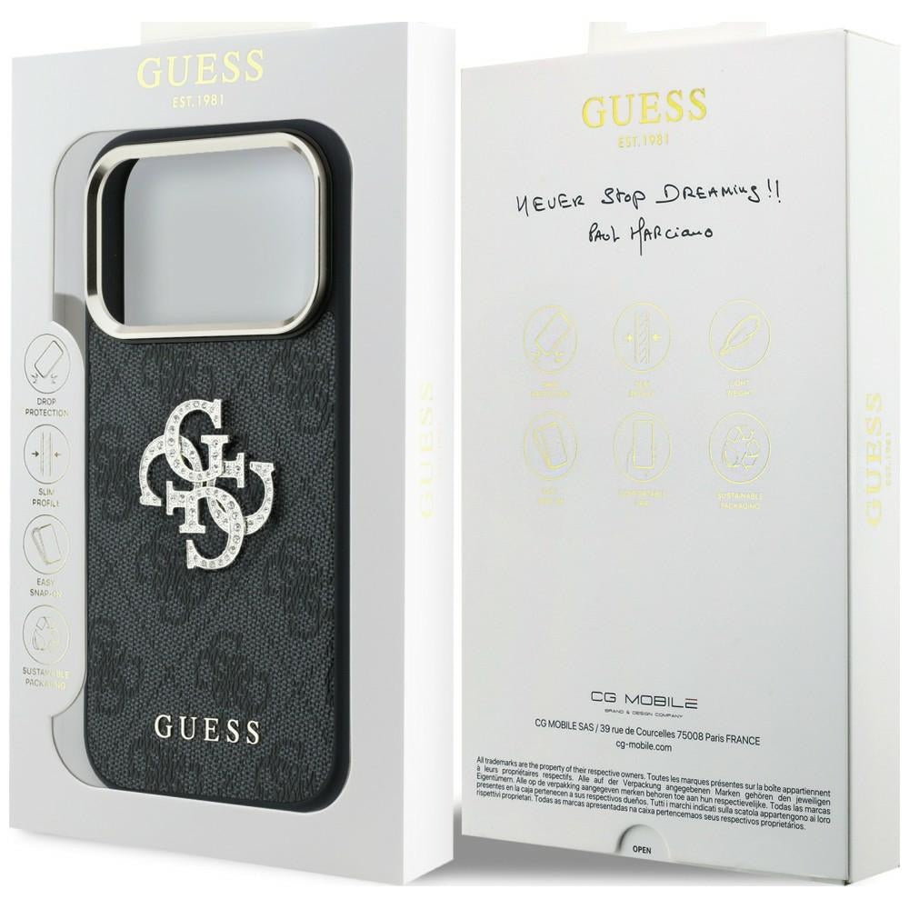 Guess iPhone 17 Pro Max/iPhone 18 Pro Max Kuori 4G Strass Logo Musta