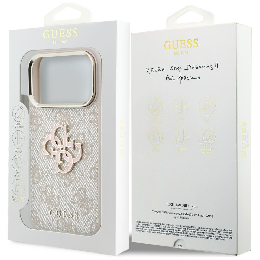 Guess iPhone 17 Pro Max/iPhone 18 Pro Max Kuori 4G Resin Logo Vaaleanpunainen
