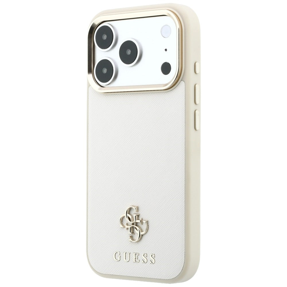 Guess iPhone 17 Pro Max/iPhone 18 Pro Max Kuori Saffiano 4G Classic Logo Beige