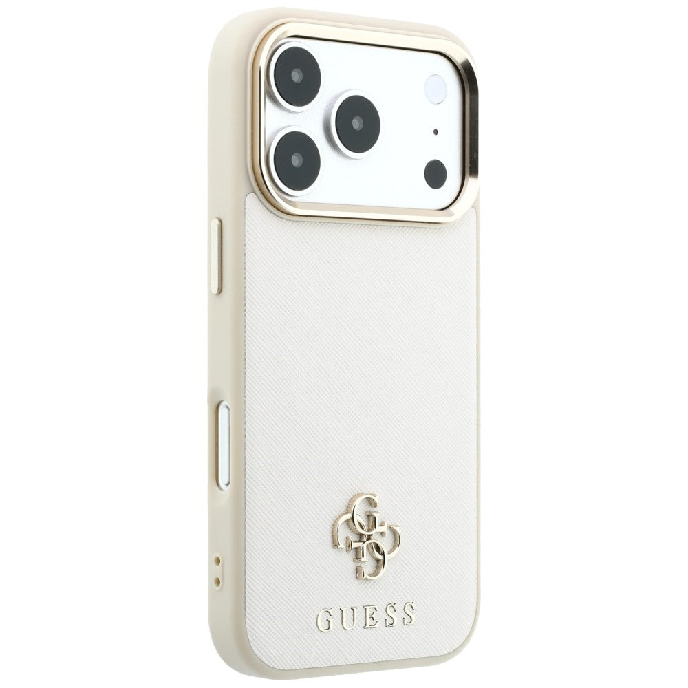 Guess iPhone 17 Pro Max/iPhone 18 Pro Max Kuori Saffiano 4G Classic Logo Beige