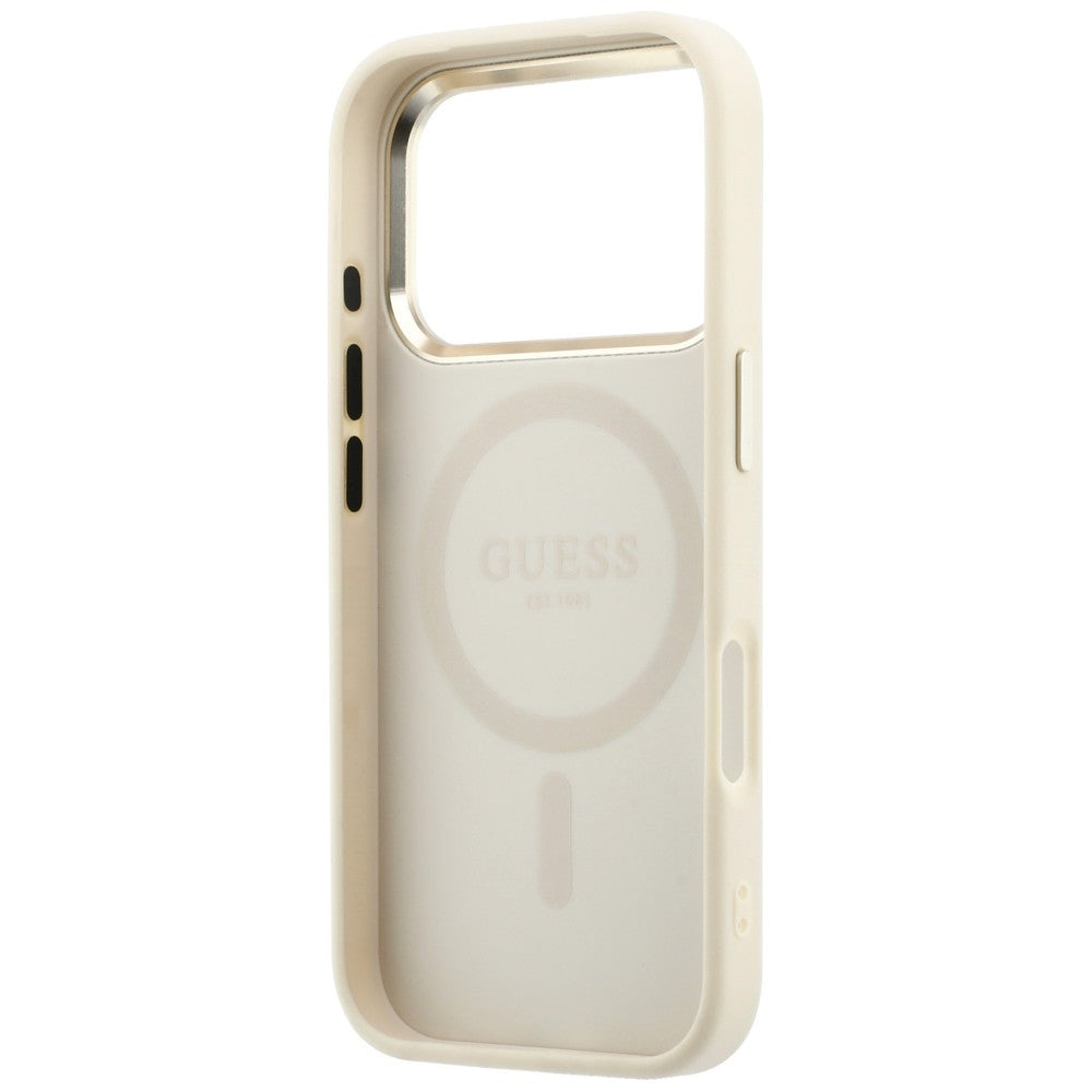 Guess iPhone 17 Pro Max/iPhone 18 Pro Max Kuori Saffiano 4G Classic Logo Beige