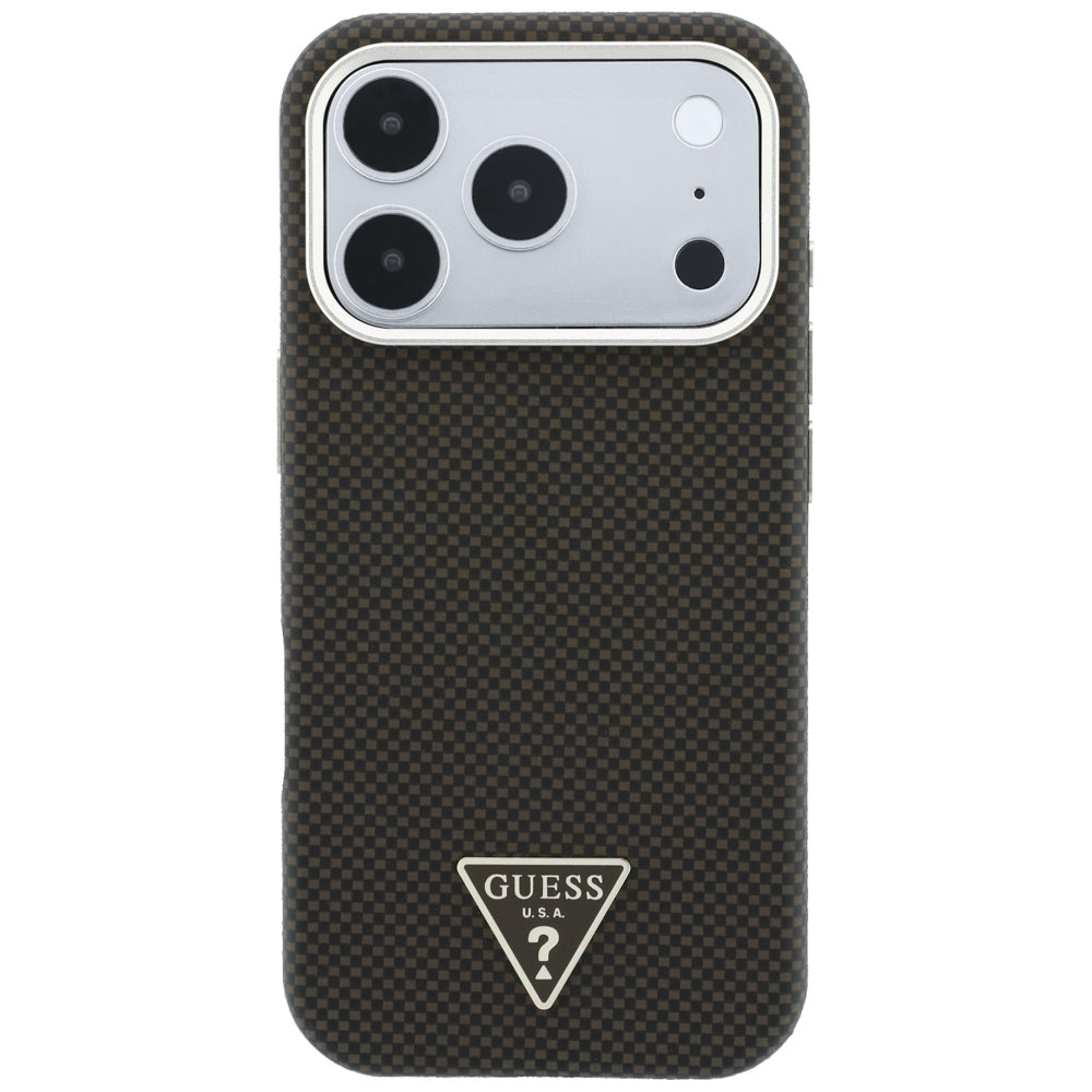 Guess iPhone 17 Pro Max/iPhone 18 Pro Max Kuori Kevlar Triangle Logo Ruskea