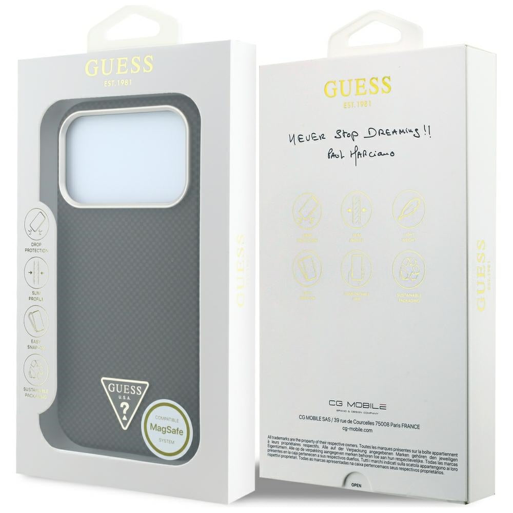 Guess iPhone 17 Pro Max/iPhone 18 Pro Max Kuori Kevlar Triangle Logo Ruskea