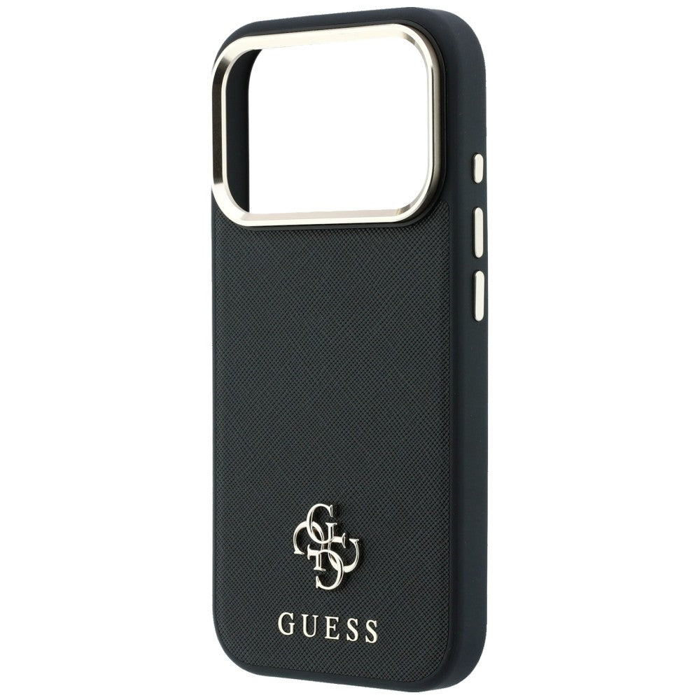Guess iPhone 17 Pro Max/iPhone 18 Pro Max Kuori Saffiano 4G Classic Logo Musta