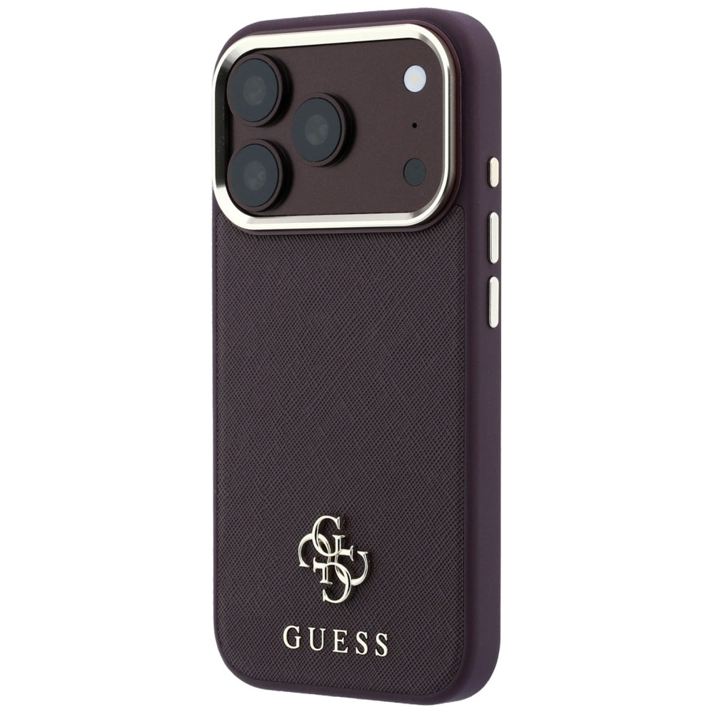 Guess iPhone 17 Pro/iPhone 18 Pro Kuori Saffiano 4G Classic Logo Burgundy