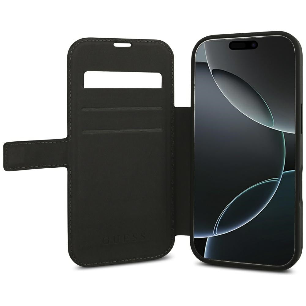 Guess iPhone 17 Pro/iPhone 18 Pro Kotelo Book 4G Metal Logo Musta