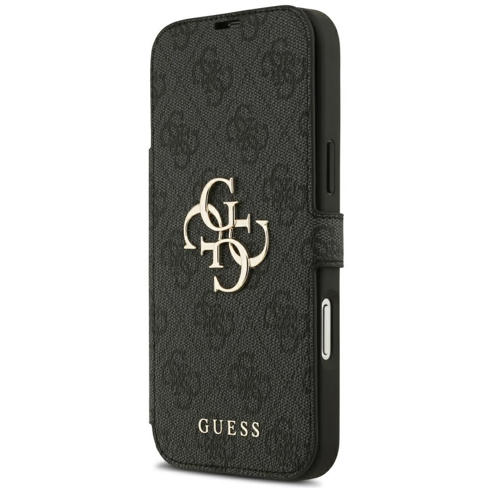 Guess iPhone 17 Pro Max/iPhone 18 Pro Max Kotelo Book 4G Metal Logo Musta