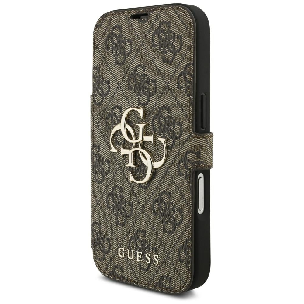Guess iPhone 17 Pro/iPhone 18 Pro Kotelo Book 4G Metal Logo Ruskea