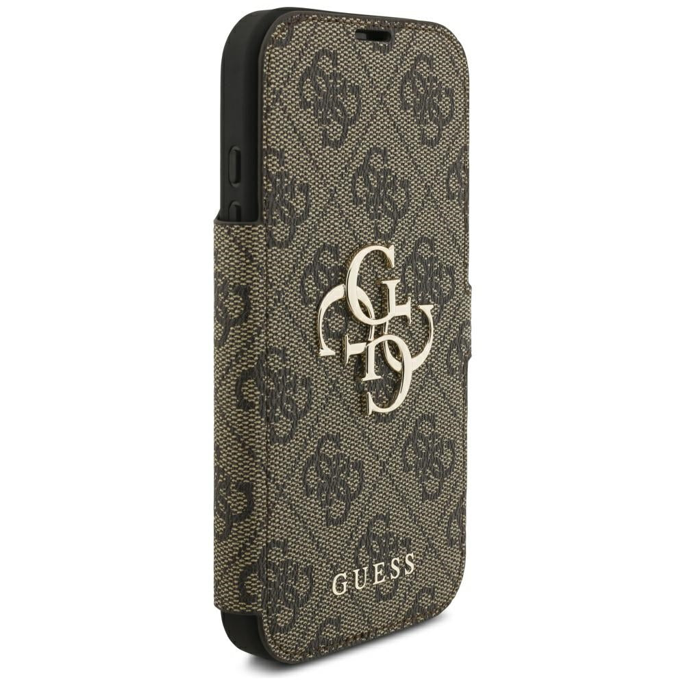 Guess iPhone 17 Pro/iPhone 18 Pro Kotelo Book 4G Metal Logo Ruskea