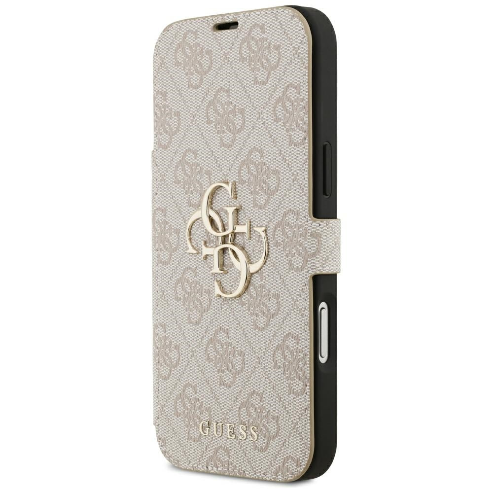 Guess iPhone 17 Pro Max/iPhone 18 Pro Max Kotelo Book 4G Metal Logo Vaaleanpunainen