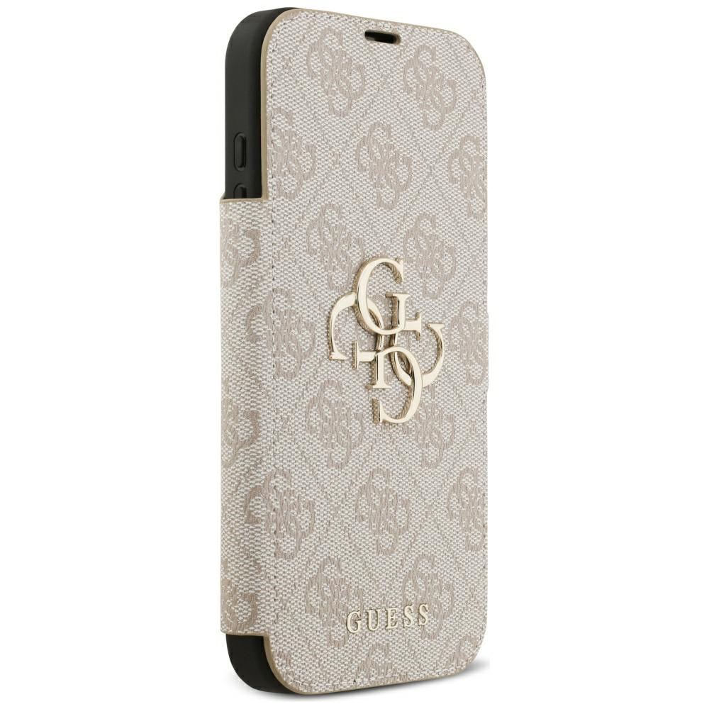 Guess iPhone 17 Pro Max/iPhone 18 Pro Max Kotelo Book 4G Metal Logo Vaaleanpunainen