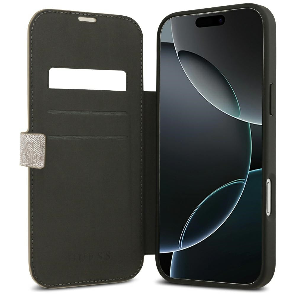 Guess iPhone 17 Pro Max/iPhone 18 Pro Max Kotelo Book 4G Metal Logo Vaaleanpunainen