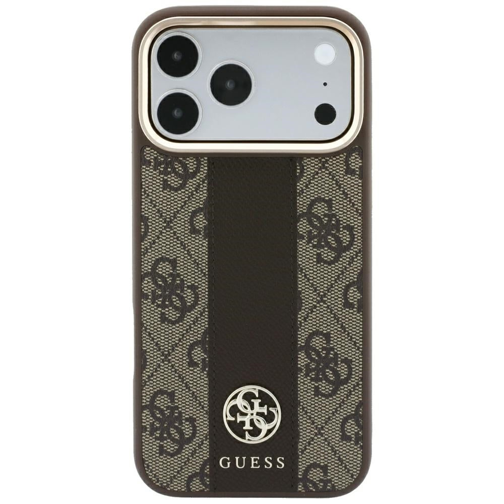 Guess iPhone 17 Pro Max/iPhone 18 Pro Max Kuori 4G Stripe Classic Logos Ruskea