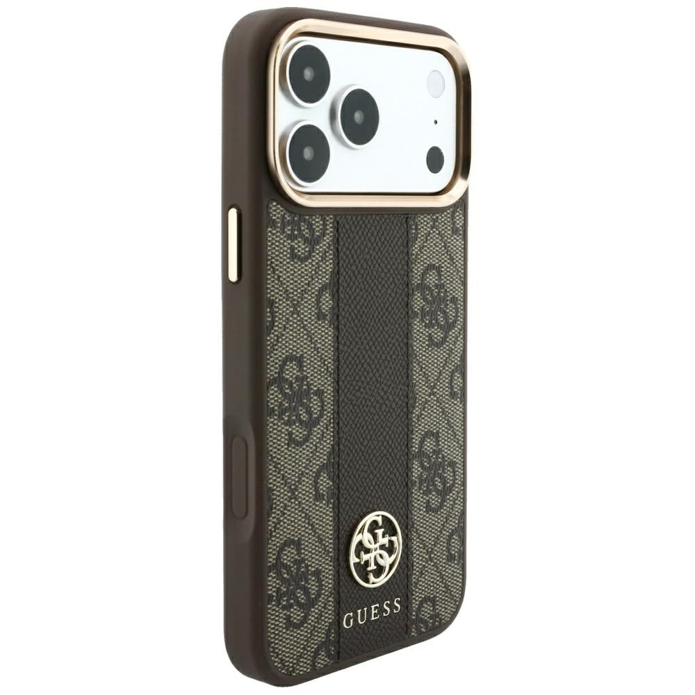 Guess iPhone 17 Pro Max/iPhone 18 Pro Max Kuori 4G Stripe Classic Logos Ruskea