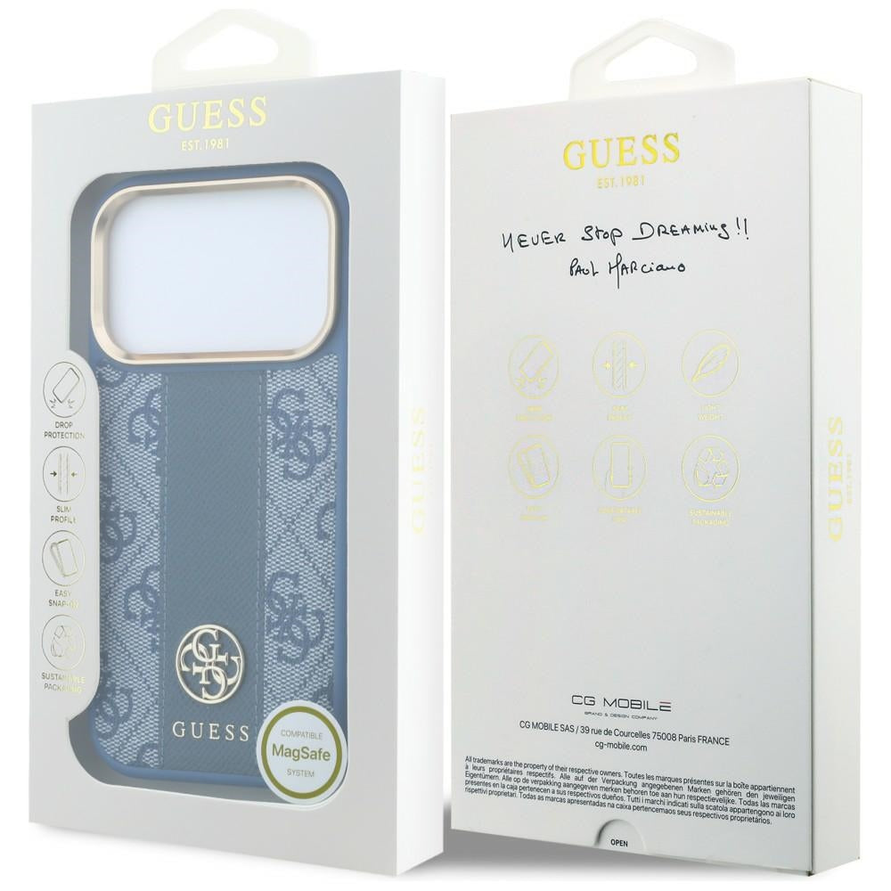 Guess iPhone 17 Pro Max/iPhone 18 Pro Max Kuori 4G Stripe Classic Logos Sininen