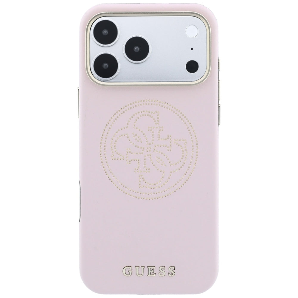 Guess iPhone 17 Pro/iPhone 18 Pro Kuori Perforated 4G Gold Logo Vaaleanpunainen