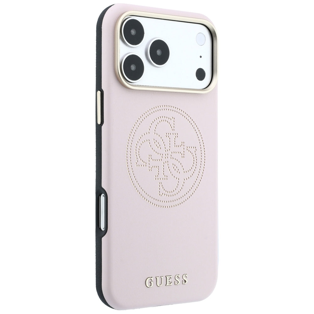 Guess iPhone 17 Pro/iPhone 18 Pro Kuori Perforated 4G Gold Logo Vaaleanpunainen