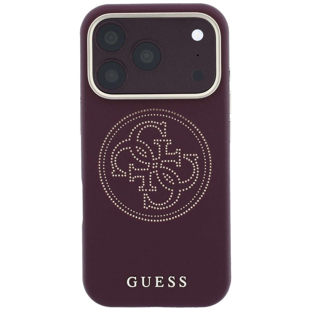 Guess iPhone 17 Pro/iPhone 18 Pro Kuori Rei'itetty 4G Kultainen logo Viininpunainen