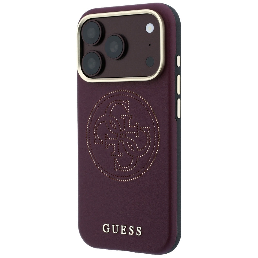 Guess iPhone 17 Pro Max/iPhone 18 Pro Max Kuori Perforated 4G Gold Logo Burgundy