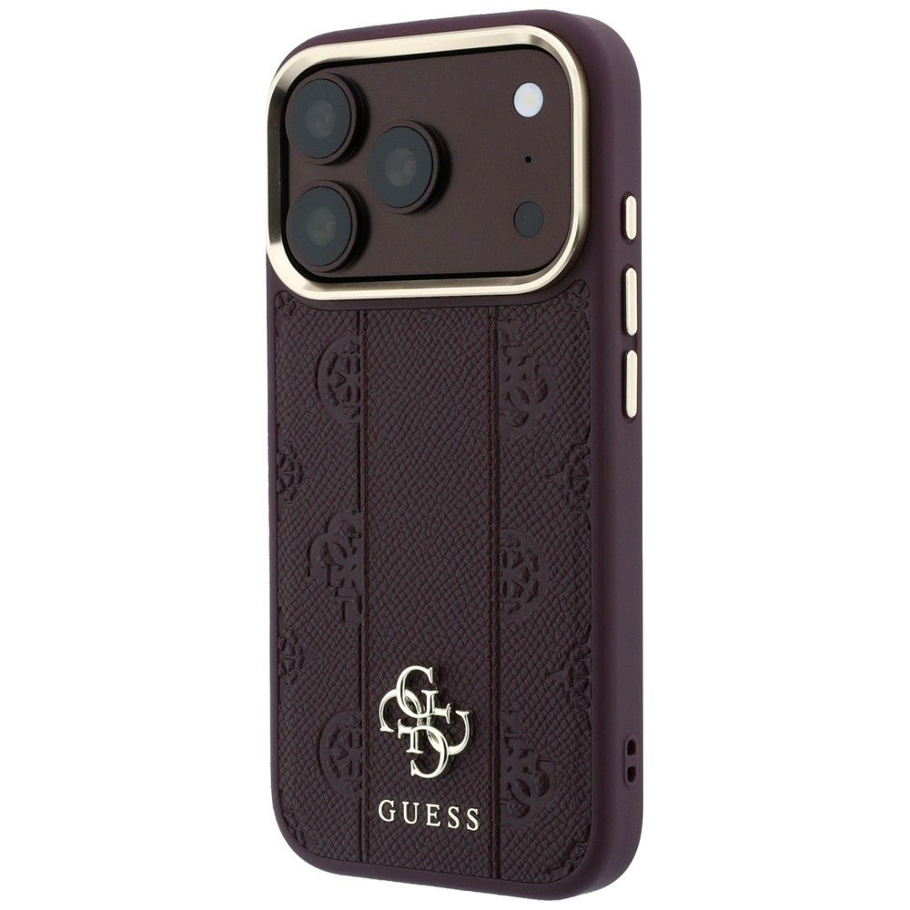 Guess iPhone 17 Pro Max/iPhone 18 Pro Max Kuori Stripe Peony 4G Logo Burgundy