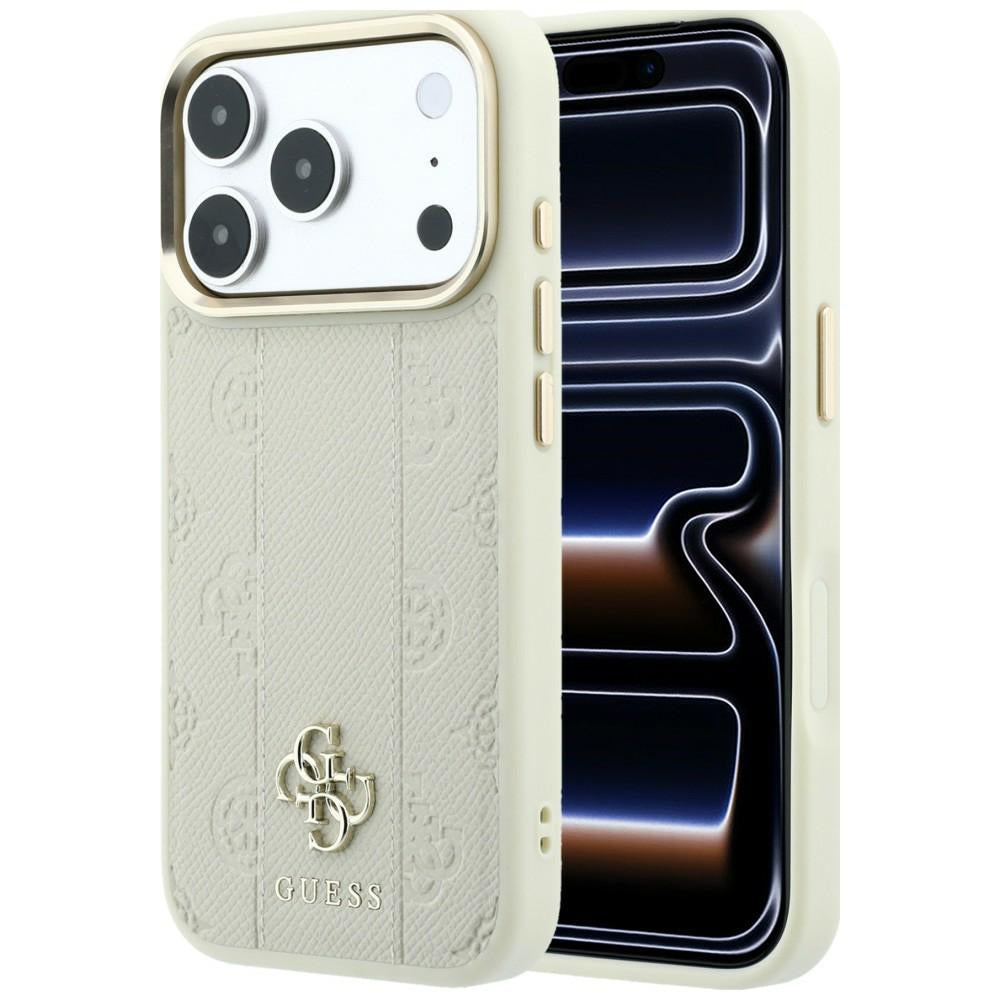 Guess iPhone 17 Pro/iPhone 18 Pro Kuori Stripe Peony 4G Logo Beige