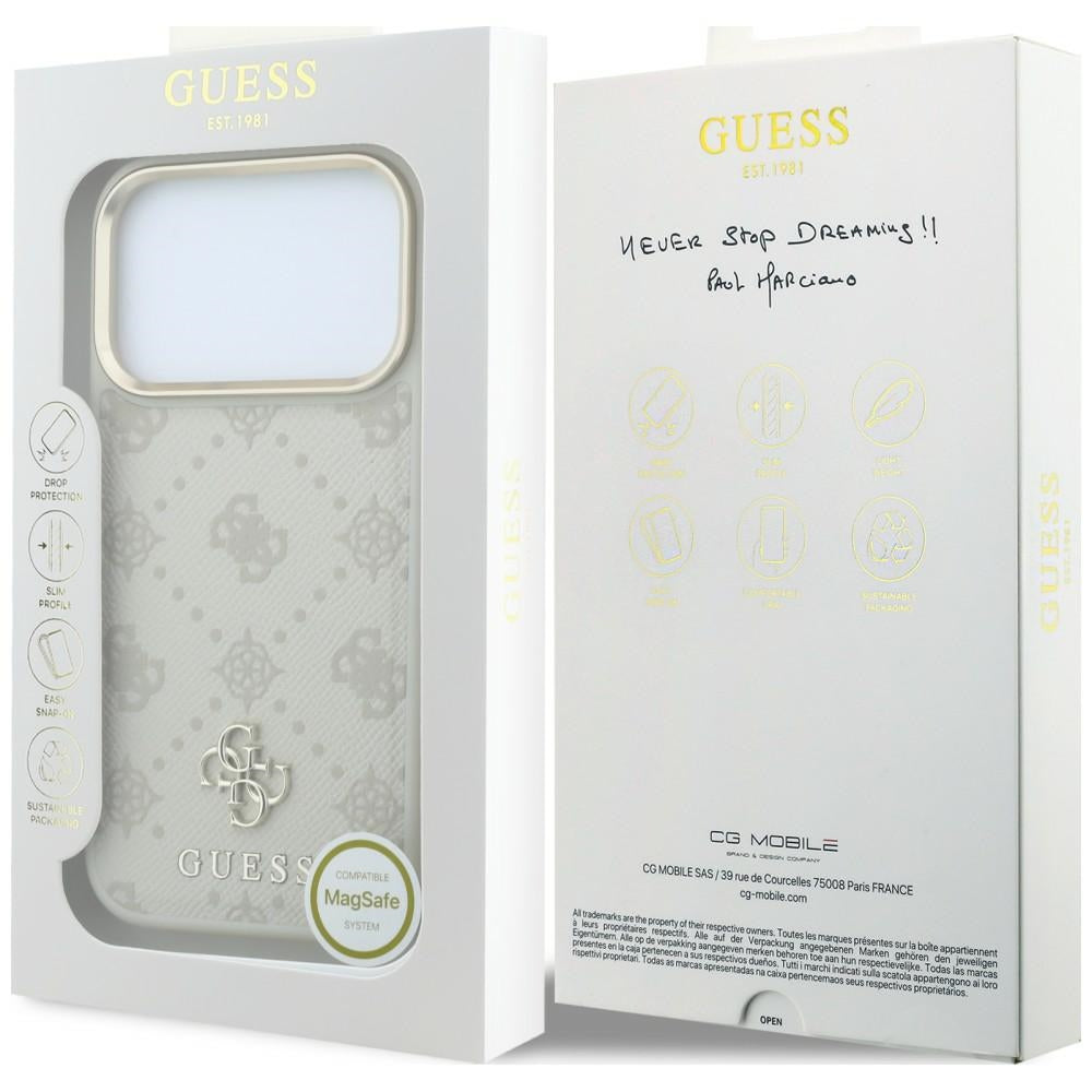 Guess iPhone 17 Pro/iPhone 18 Pro Kuori Stripe Peony 4G Logo Beige